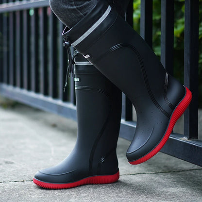 Men’s & Women’s High-End Rain Boots – Waterproof, Non-Slip Short & Mid-Calf Rubber Boots with Drawstring