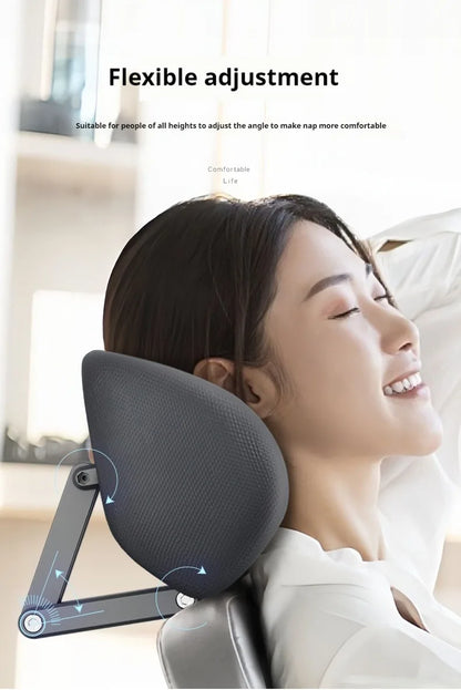 New Office Chair with Adjustable Headrest – Ergonomic Retractable Pillow & Waist Protection Cushion for Comfortable Rest