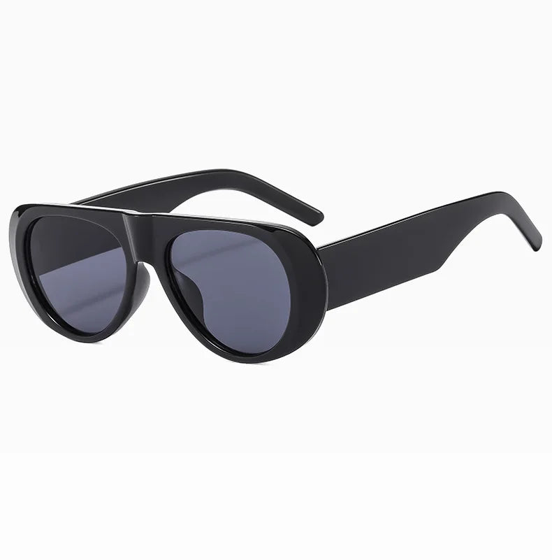 Fashion Retro Oval Large Frame Sunglasses — Minimalist Design UV-Resistant Eyewear for Women