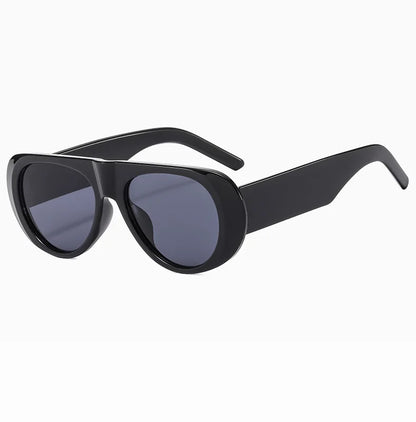 Fashion Retro Oval Large Frame Sunglasses — Minimalist Design UV-Resistant Eyewear for Women