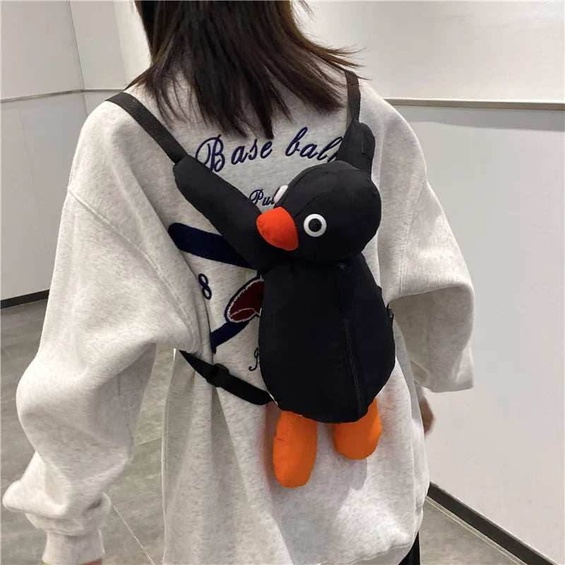 Cute Cartoon Cuddle Penguin Backpack - Fashion Plush Doll Shoulder Bag for Children - Mini Knapsack