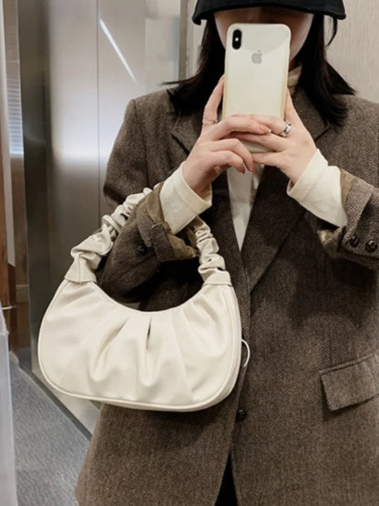 Fashion Pleated Cloud Handbag for Women – PU Leather Shoulder Bag, Casual Armpit Bag & Shopping Tote