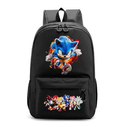 Cartoon Sonic Backpack — School Bag for Kids & Teens Featuring Amy, Rose & Shadow Characters, Perfect Gift for Boys
