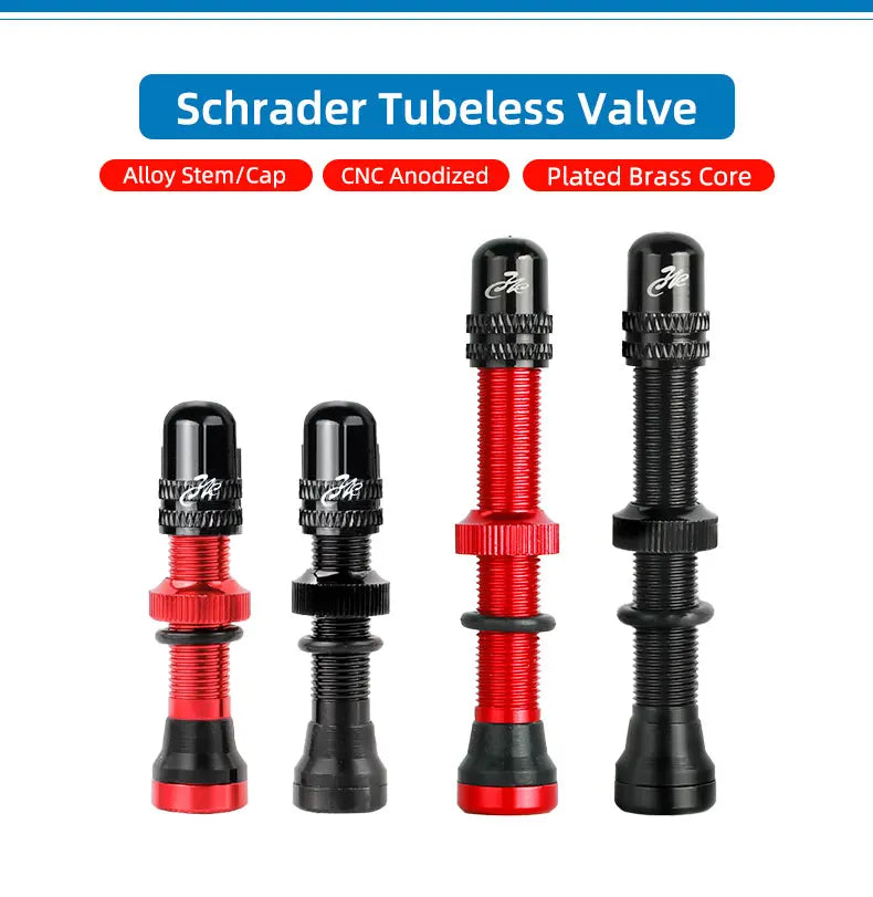 Deemount 2PCS Bicycle Tubeless Schrader Valves — Brass Core CNC Anodized MTB & Road Bike Rim Nipple