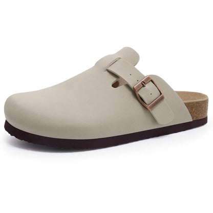 Comwarm Women’s Suede Mules & Men’s Cork Insole Clogs – Arch Support Sandals for Outdoor, Beach, and Home Slides