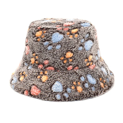 Women’s Winter Bucket Hat – Fashion Leopard Panama, Warm Vintage Faux Fur Fisherman Cap