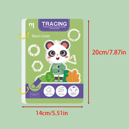 34-Page Reusable Magic Tracing Workbook - Educational Drawing & Pen Control Practice Set