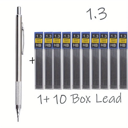 All-Metal Mechanical Pencil Set – 0.3–2.0mm Retractable Lead Pencils for Writing, Drawing & Sketching