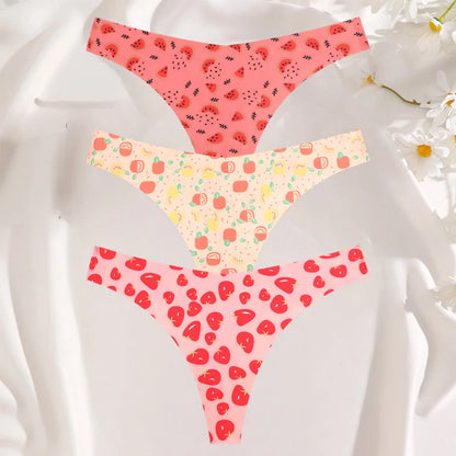 3PCS Women’s Sexy G-String Set - Colorful Seamless Bikini T-Back Low Waist Lingerie Underwear