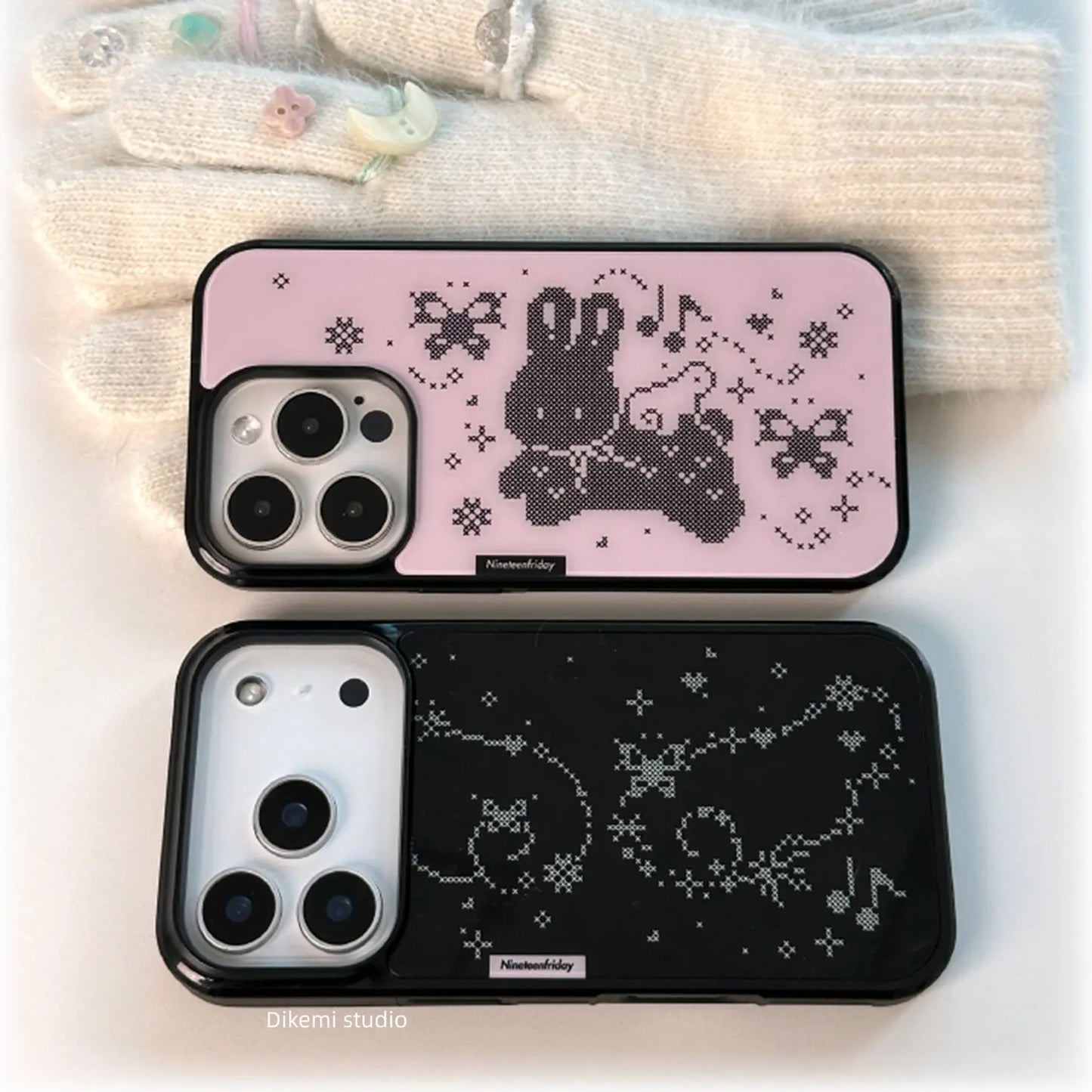 Pixel Rabbit Angel Wings Phone Case - Shockproof Silicone Back Cover for iPhone 11–17 Air, Pro Max & Plus