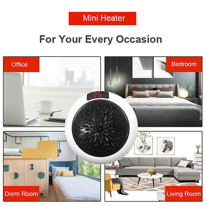 Portable Electric PTC Ceramic Heater — Mini Hot Air Fan for Home, Desktop, or Wall Mount Winter Heating