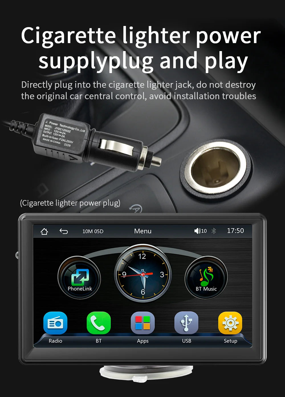 BQCC 7" HD IPS Car MP5 Player — Portable Stereo with Wireless CarPlay, Android Auto, BT, FM, USB & WiFi