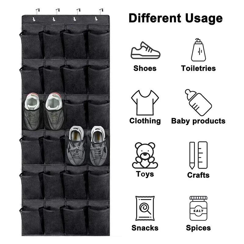 Over The Door Shoe Organizer - 12/24 Grid Large Mesh Pocket Hanging Rack for Closet Storage & Shoe Holder