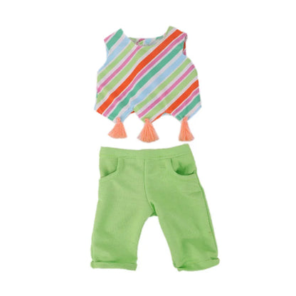 4-Piece Doll Clothes Set – Daily Pretty Dresses, Top & Pants for 43cm Born Baby Dolls & 18-Inch American Dolls, Festival Gift for Girls