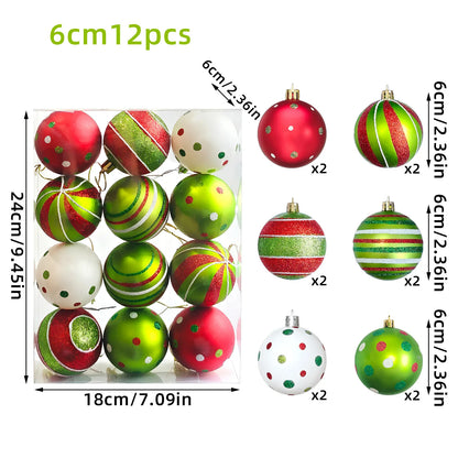 34/12/9PCS Grinch Christmas Ball Ornament Set – Green Monster Xmas Tree Decorations for Holiday Home Decor