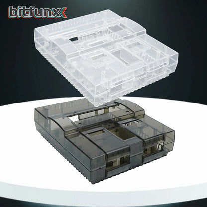 Bitfunx SNES Replacement Shell – Transparent Black Case for Nintendo SNES SFC US Version Retro Gaming Console