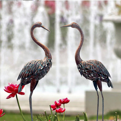 Metal Heron Garden Statue - Tall Crane Bird Sculpture for Patio, Lawn & Outdoor Decor