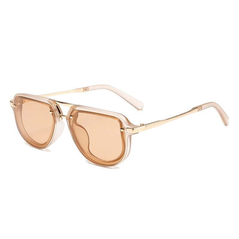 SHAUNA Retro Oval Sunglasses – Luxury Punk UV400 Shades for Women & Men