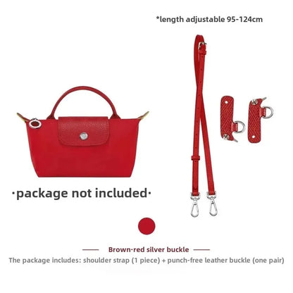 Leather Replacement Crossbody Bag Strap for Longchamp Mini — Earthy Color Shoulder Strap, No Punching Needed
