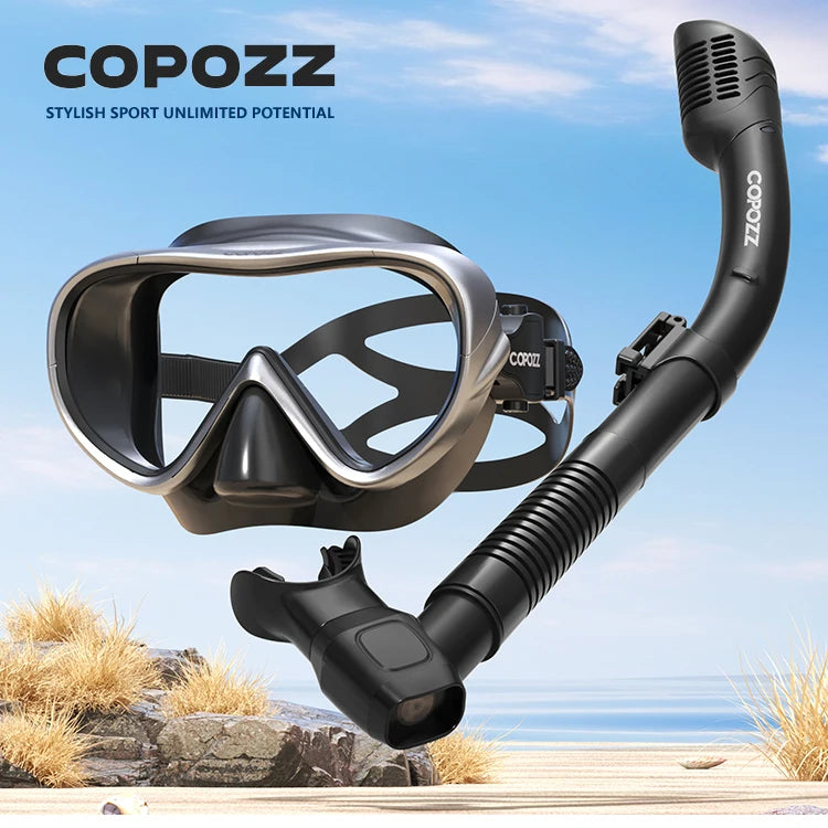 COPOZZ Full Vision Diving Mask - HD Anti-Fog Snorkeling Mask Set for Swimming & Underwater Diving