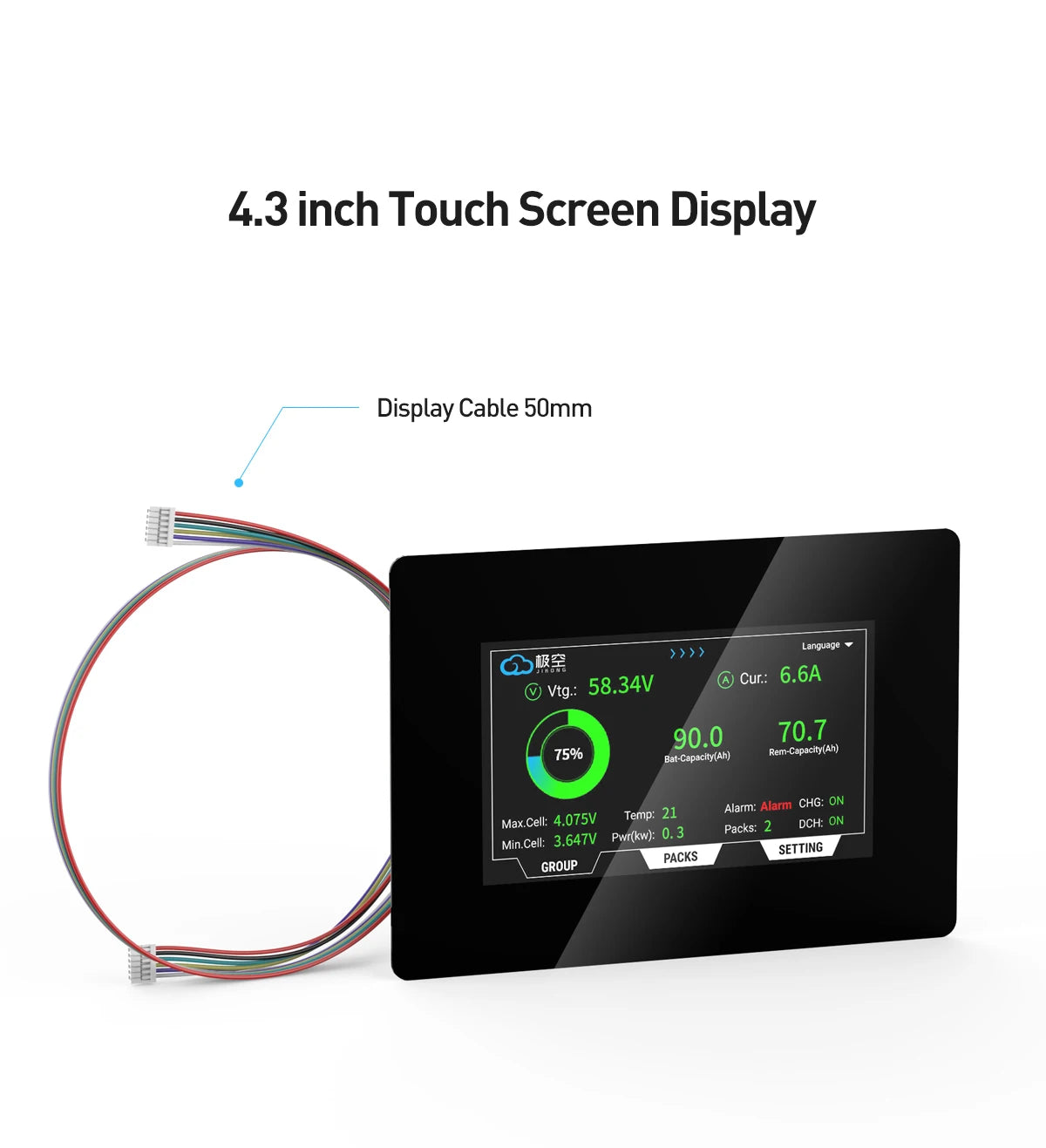 JIKONG BMS 3.2-Inch LCD Display - Intelligent Battery Level Monitor for JK BMS Systems