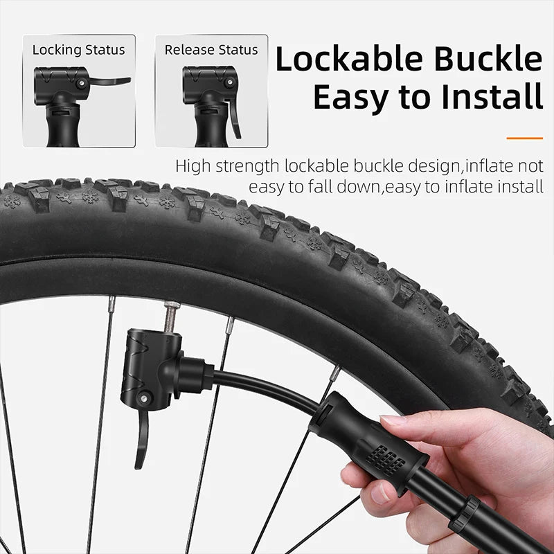 WEST BIKING Mini Bicycle Pump - Portable Aluminum Alloy Tire Inflator for MTB Road Bike Schrader Presta Valve