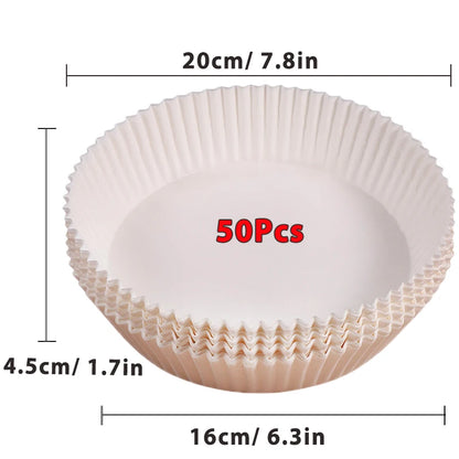 50/100Pcs Disposable Air Fryer Paper Liners Non-Stick Round Baking Parchment for Kitchen Cooking