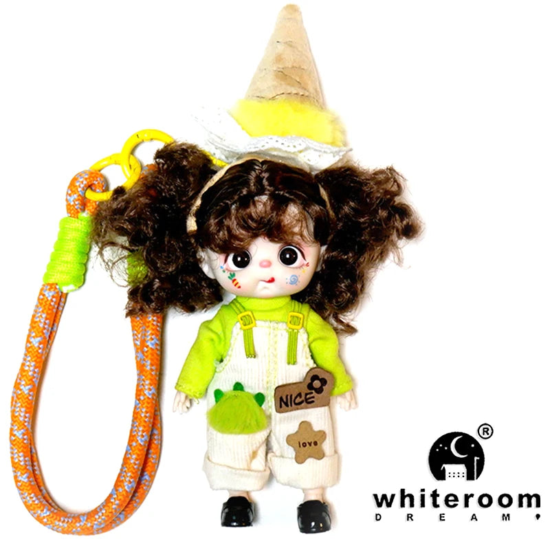 Mini Labbu Pocket Doll – Jointed Blythe-Style Boy & Girl Doll for Girls, Rainbow Ball Mobile Phone Decoration