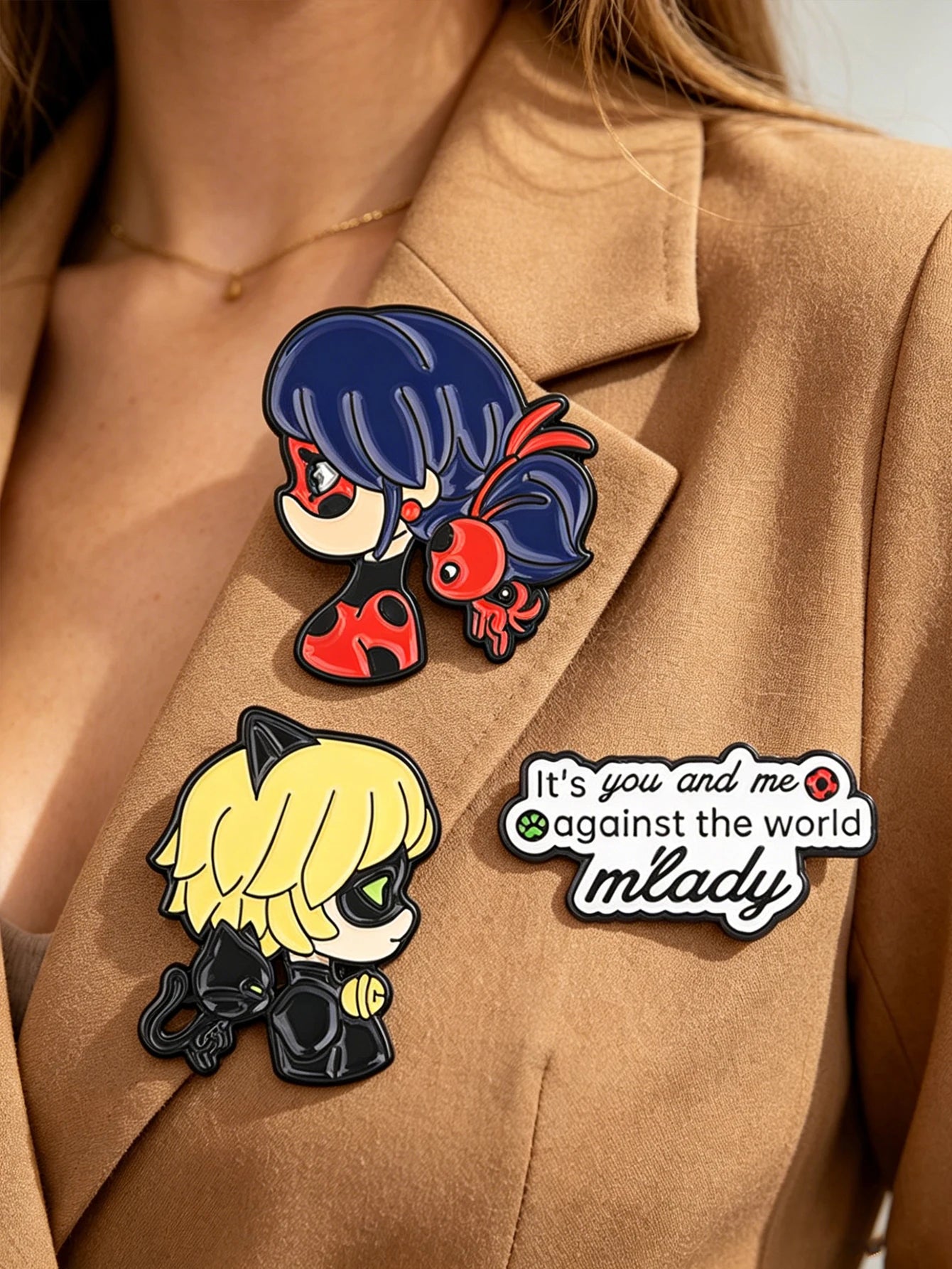 3PCS Black Cat Brooches - Cute Anime-Inspired Pins for Clothes, Backpacks & Hats, Couple Accessories
