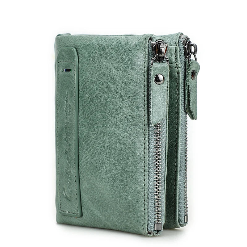 CONTACT'S Genuine Leather Short Wallet for Women — Luxury Designer Card & Coin Holder, Mini Money Clip Wallet with Free Shipping