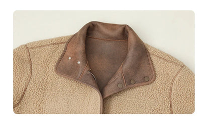 CHIC VEN Women's Reversible Jacket – Thick Suede, Motorcycle Style, Loose Fit Winter & Autumn Outerwear 2023