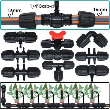 KESLA 5PCS 16mm 1/2'' PE Pipe Connector Splitter Tee for Effortless Drip Irrigation - Adapts to 4/7mm & 3/5mm Garden Hose