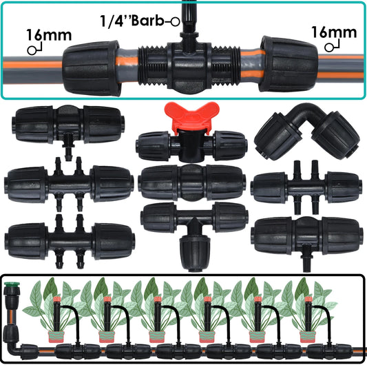 KESLA 5PCS 16mm 1/2'' PE Pipe Connector Splitter Tee for Effortless Drip Irrigation - Adapts to 4/7mm & 3/5mm Garden Hose