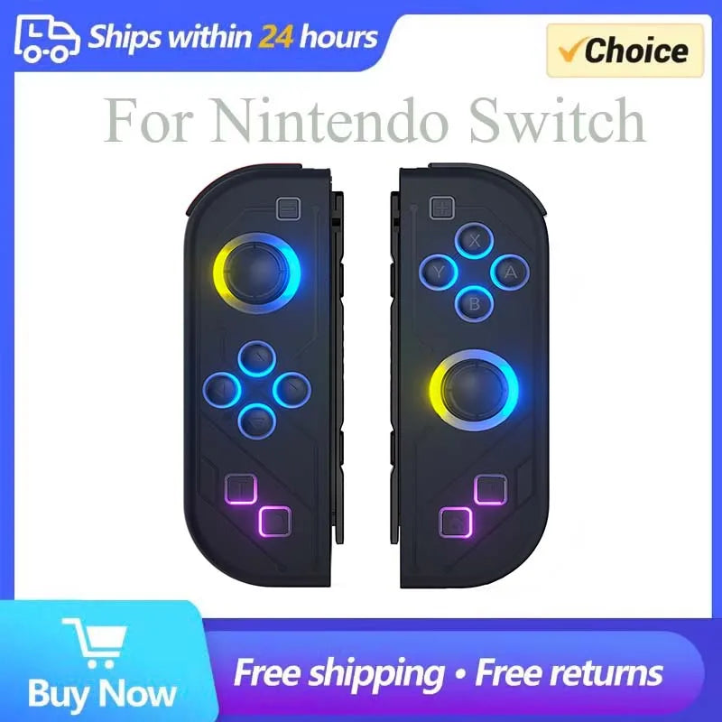 BT 5.2 Wireless Switch Joy Controller — L/R RGB LED Gamepad for Nintendo Switch/OLED/Lite with Dual Vibration & 6-Axis