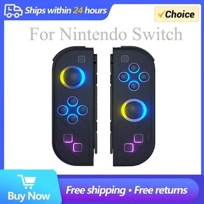 BT 5.2 Wireless Switch Joy Controller — L/R RGB LED Gamepad for Nintendo Switch/OLED/Lite with Dual Vibration & 6-Axis