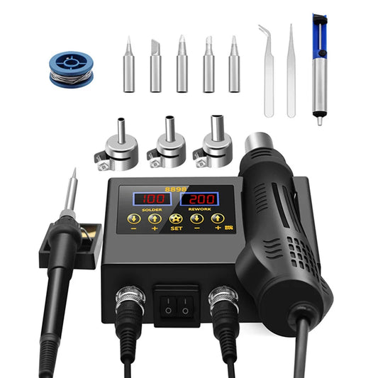 8898 Soldering Station Portable Digital Hot Air Gun, BGA Rework Solder Station, Heat Gun & Desoldering Tool, VS 8586D