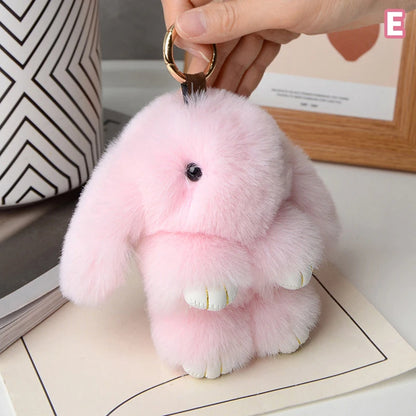 15cm Rabbit Fur Keychain – Fluffy Bunny Pendant for Women’s Bags, Car Keys & Decorative Accessories Gift