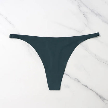 Ice Silk Seamless Thong Panties for Women – Soft Satin Bikini Underwear, Thin Band Tangas Mujer