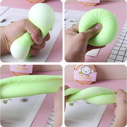 Colorful Dumpling Squishy Stress Balls – Fidget Sensory Toy, Food Simulation Bun with Steamer, Squeeze Dough Ball Gift