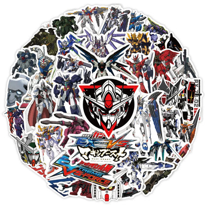 GUNDAM Anime Graffiti Stickers - 10/50-Piece Cartoon Decal Pack for Luggage, Phones, Skateboards, Guitars and Scrapbooks