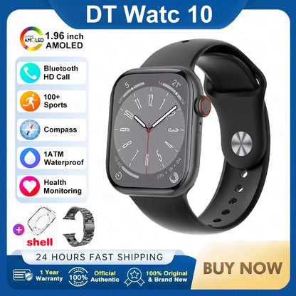 2025 DT 10 Smart Watch – 2.01" AMOLED, 16GB, Music, 3D Surround, BT Call, Waterproof Smartwatch for Men & Women
