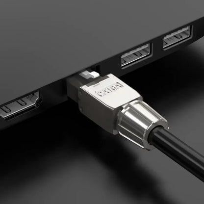 Cat6A/Cat7 RJ45 Connector — UTP/STP Toolless Network Plug | Shielded PoE Ethernet Modular Male Adapter