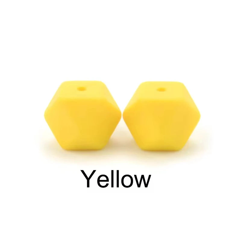 LOFCA 10PCS Hexagon Silicone Beads (14mm/17mm) – DIY Jewelry Making & Pacifier Chain Accessories Bulk Set