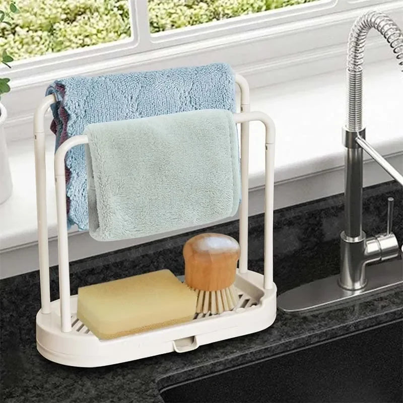 Kitchen Sink Drain Rack — Storage Basket for Sponge, Rag, and Wire Ball, Kitchen Accessories Shelf