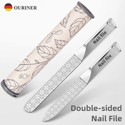 Stainless Steel Double-Sided Nail File - Professional Manicure Buffer & Nail Styling Tool for Home and Travel