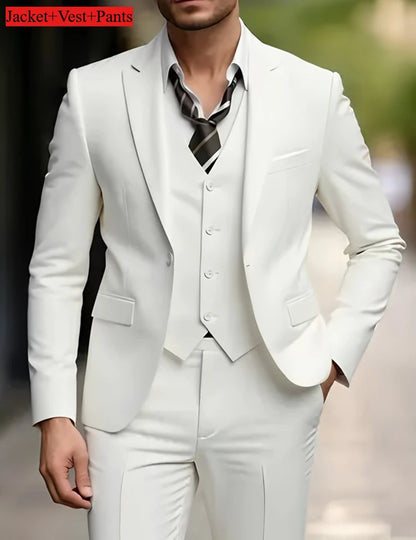 Men's Slim Fit Tuxedo Suit Set - Elegant Black Formal Suit for Weddings, Business & Special Occasions