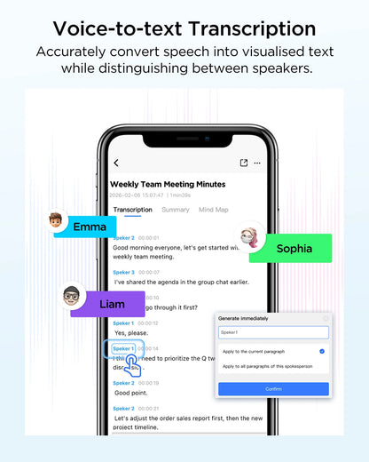 BOYA Notra AI Voice Recorder – Smart Portable Dictaphone with AI Noise Reduction, Voice Activated Recording for Meetings, Lectures & Business Use