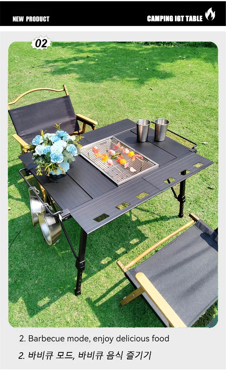 Lohascamping Folding Camping IGT Table – Lightweight Portable Roll Table with Adjustable Legs for BBQ, Desktop Burner & Backpacking