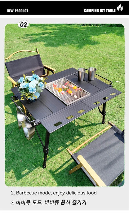 Lohascamping Folding Camping IGT Table – Lightweight Portable Roll Table with Adjustable Legs for BBQ, Desktop Burner & Backpacking
