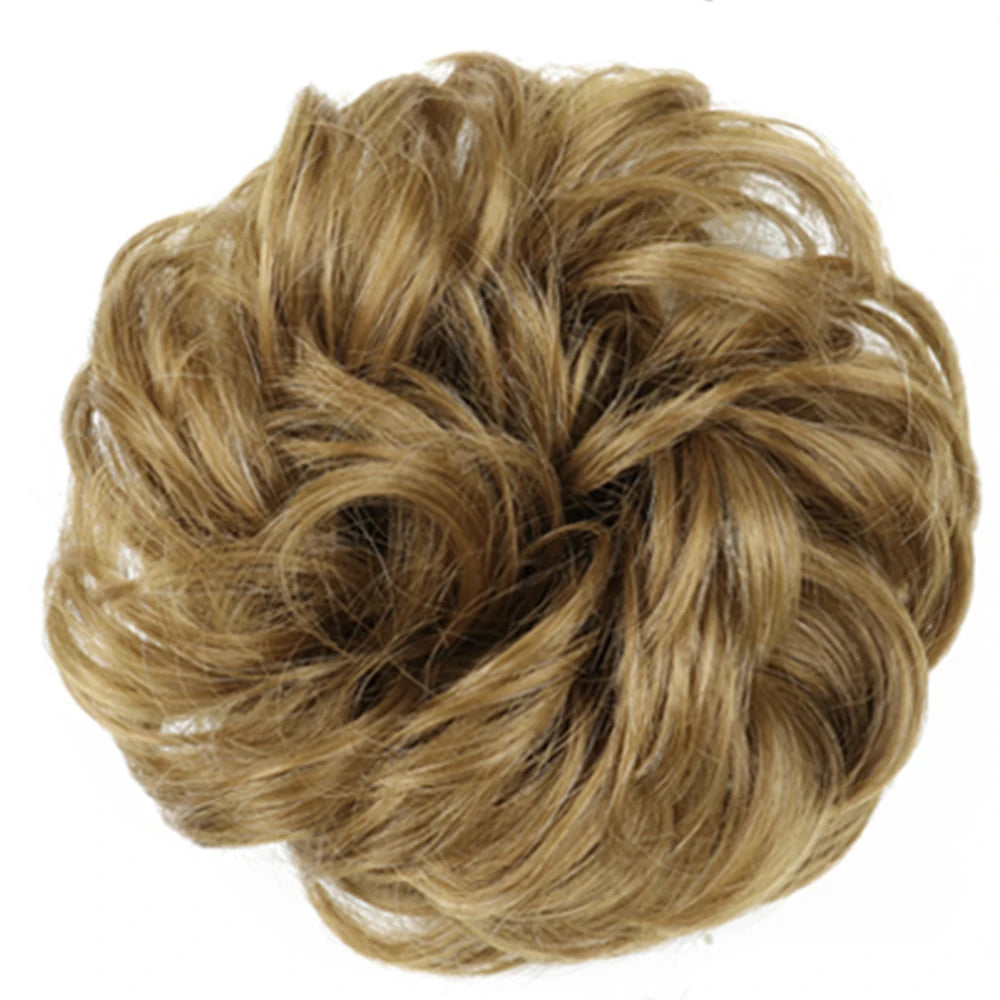 Azqueen Synthetic Messy Bun Chignon – Gray Brown Hair Bun Pad with Elastic Rope & Rubber Band Hair Extensions